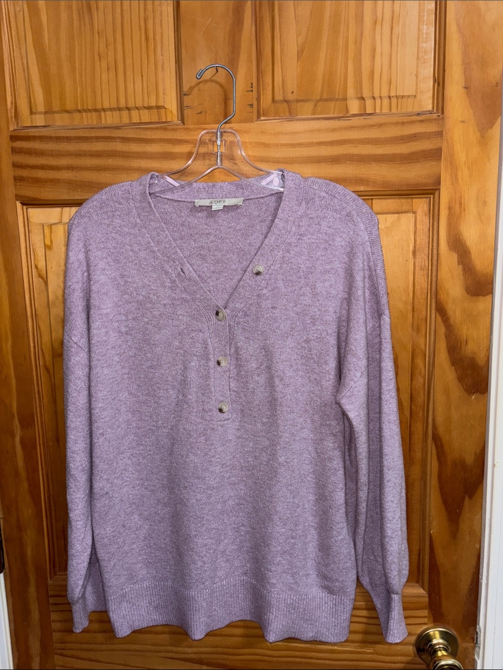 Women's LOFT Lavender Henley Knit Sweater by